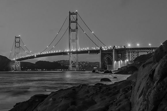 Golden Gate at Dusk II Black and White